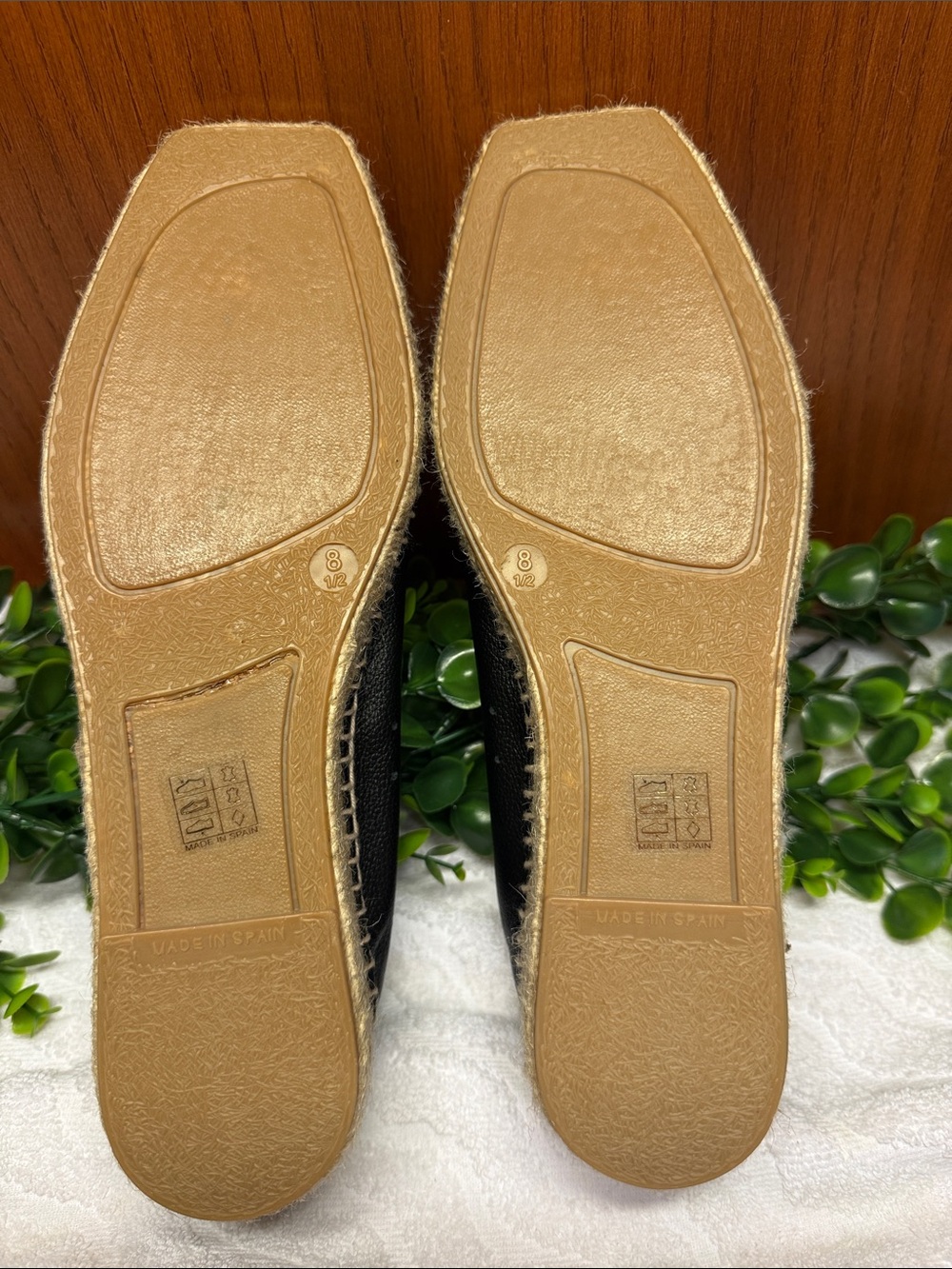 NWOB! Everlane Black Leather Espadrille Flats with Jute Trim - Picture 7 of 11